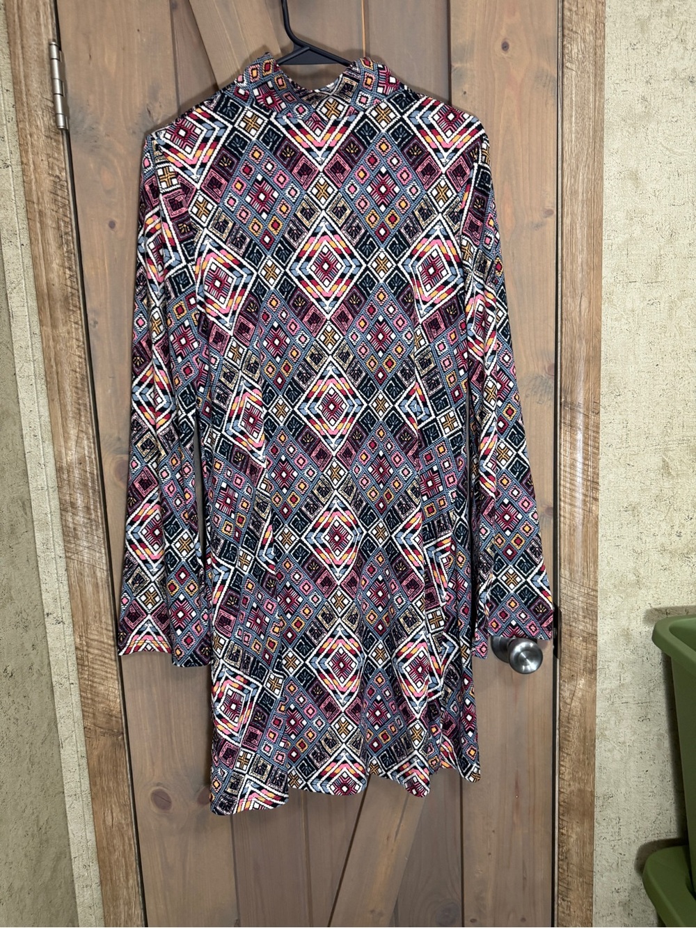 Geometric Tribal Print Tunic Top - Multicolor